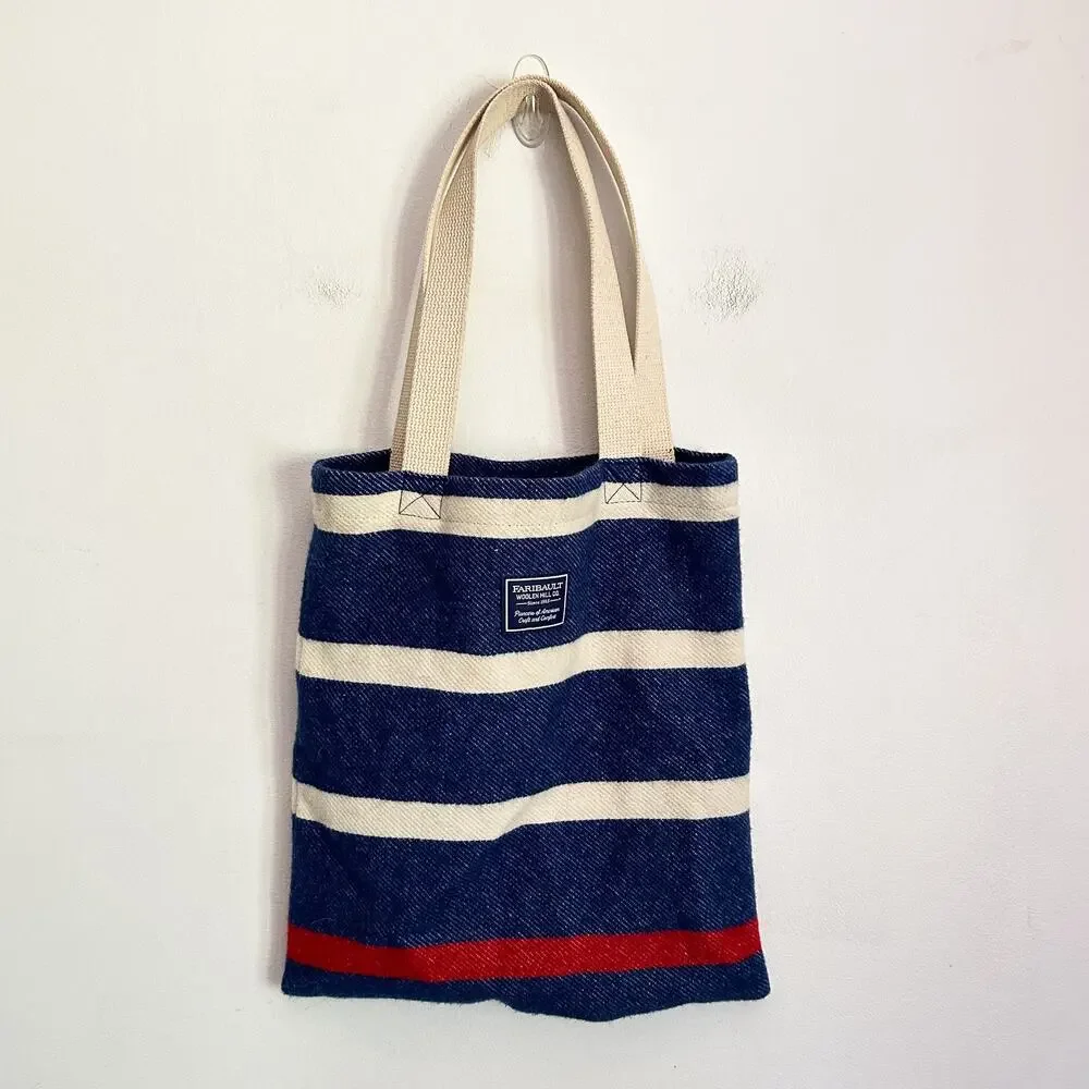Faibault Wool Striped Bag Blue - Picture 1 of 5